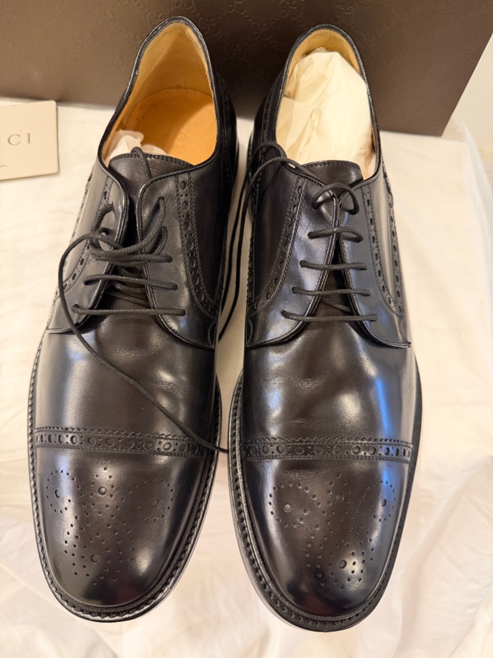 Gucci Black Leather Cap-Toe Brogues - Picture 7 of 9